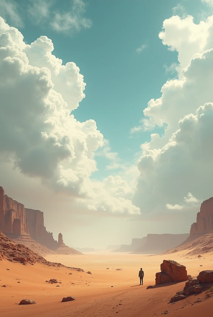 A place in the desert in the cloudy sky