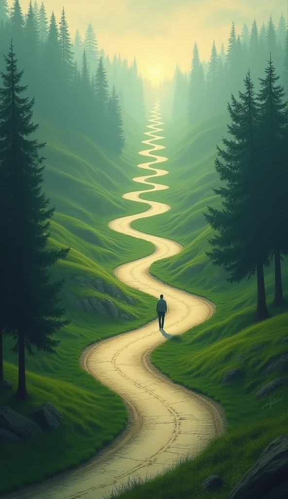 A road with forks, symbolizing the different choices and paths in life.