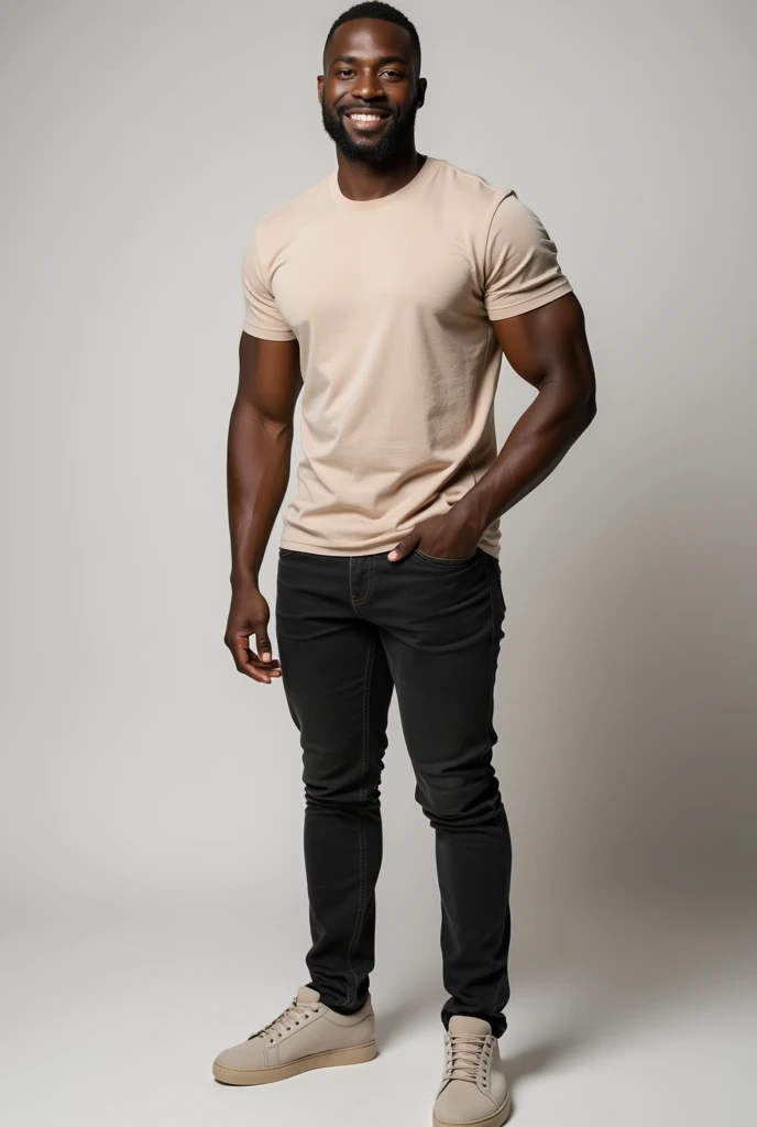 Generate an image of a black handsome man in a casual wear