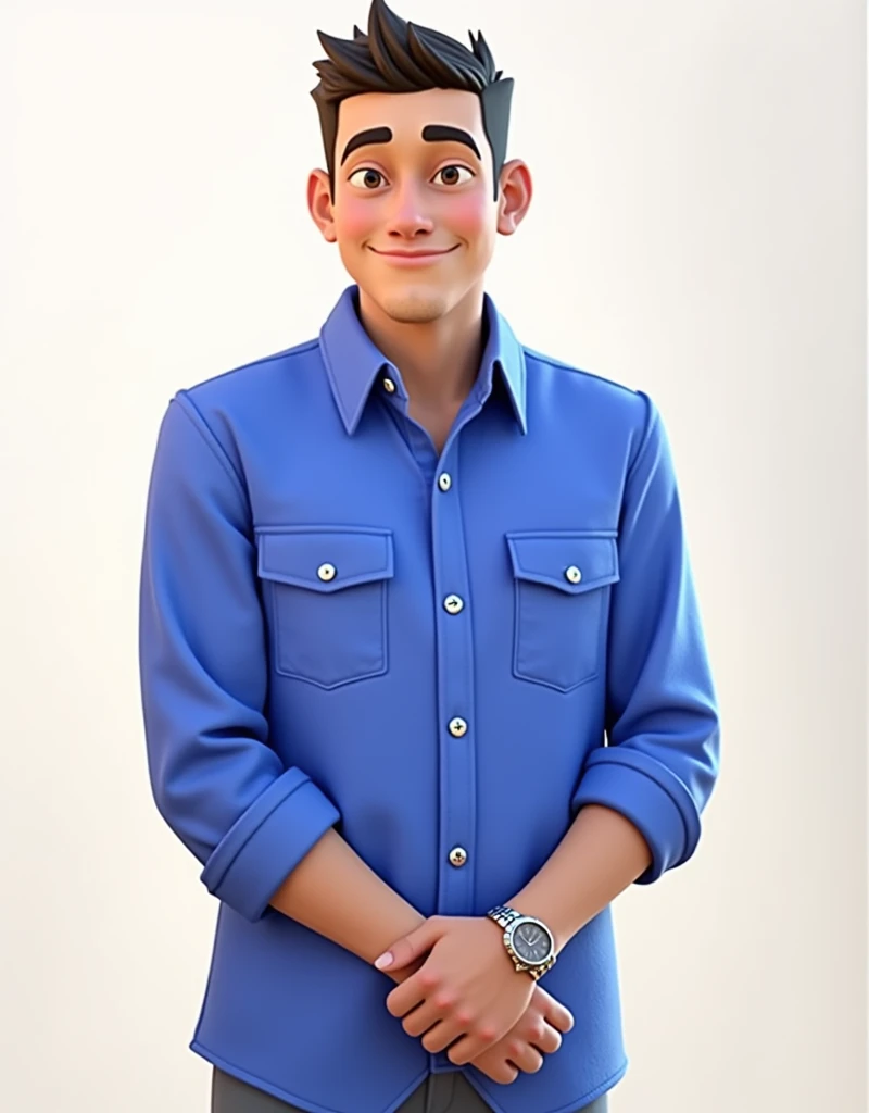 Image of a for a story in a YouTube video in Pixar format, He's the little alabester, He's the leader of the class, He is extroverted, Playful and stands up for many things, shorth hair