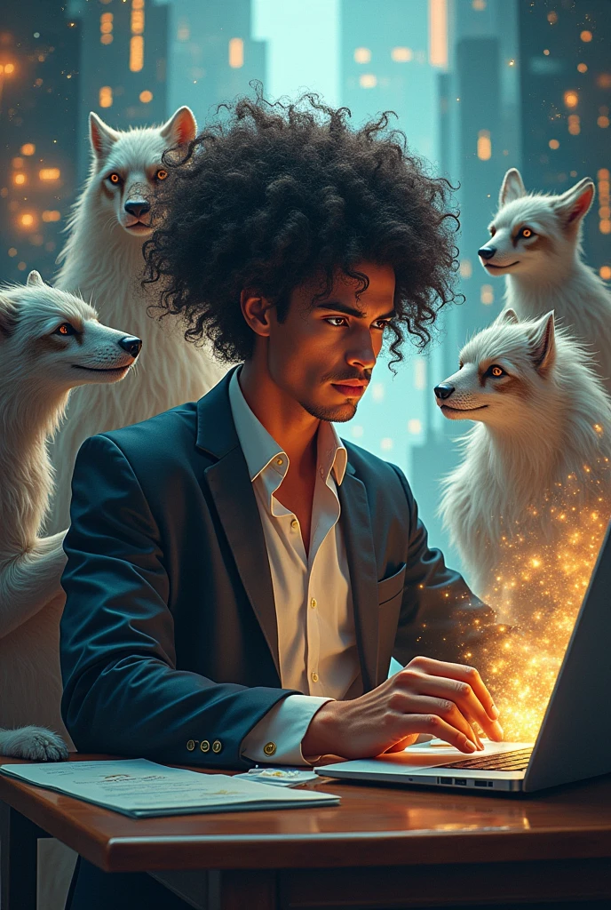a genius curly-haired visionary treder who predicts the chart with his power of vision of the future and achieves a lot of gold and achievement in life. His friends are entities and power animals.