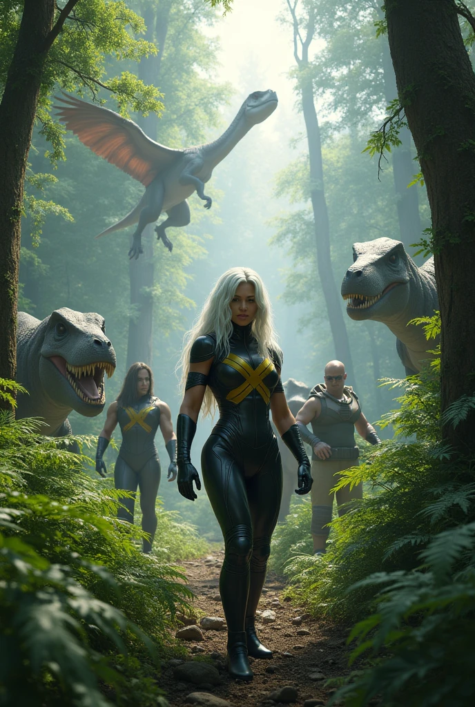 Rogue x-men forest with dinosaurs 