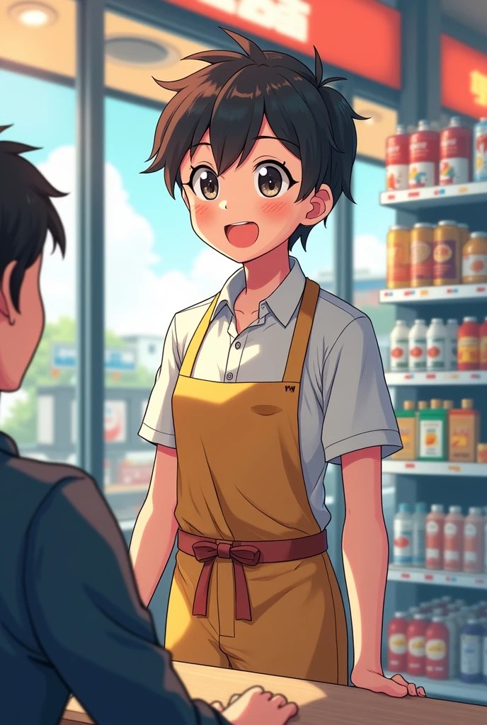 Convenience store worker anime style