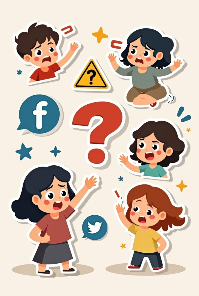 Negative Effects of scamm in social media platforms Targeted the people (super simple sticker characters)
