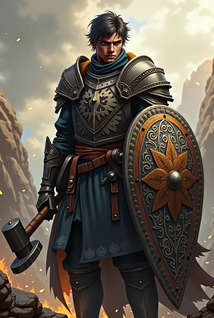 Paladin,youth,Justice is done,Warhammer,Shield,DND,middle Ages,man,#100: Messy Dark Gray Hair,Wanderer,Slightly vicissitudes