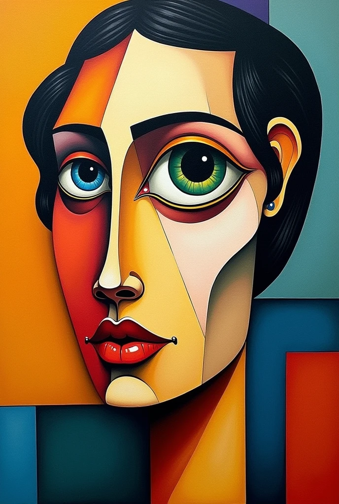 An example of easy Cubism art that demonstrates the principle of "emphasis" might feature a portrait with a prominent, exaggerated focal point. For instance, imagine a Cubist-style portrait where one eye is disproportionately larger and more vividly colored compared to the rest of the face. The eye would draw the viewer's attention first, creating emphasis.

In Cubism, emphasis can be achieved by isolating a key element of the composition, using contrasting colors or shapes, or altering proportions to highlight specific aspects. This approach directs the viewer's focus and creates a clear focal point within the fragmented, geometric style of Cubism.