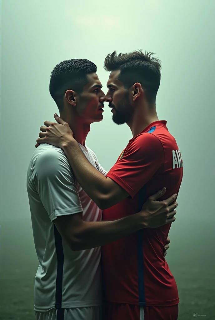 make picture of Cristiano Ronaldo and messi kiss him