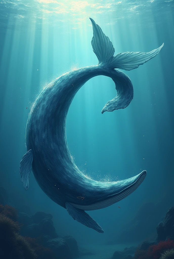 the letter C in the shape of a whale&#39;s tail
