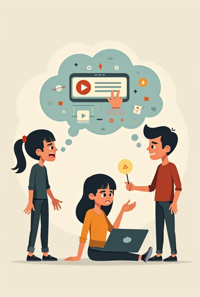 Negative Effects of scamm in social media platforms Targeted the people with negative Effects (simple sticker characters)