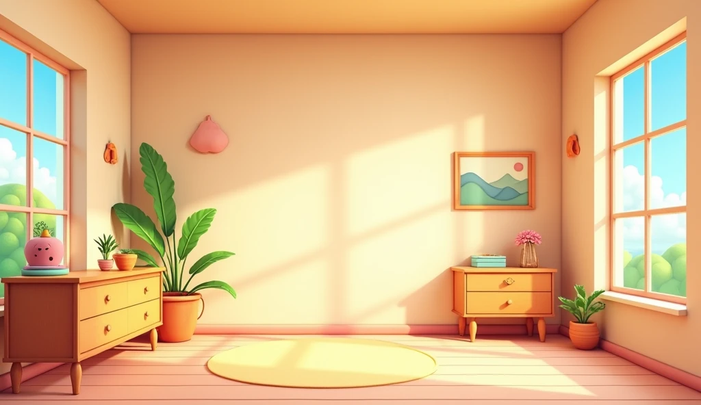 A empty roon in cartoonish animation