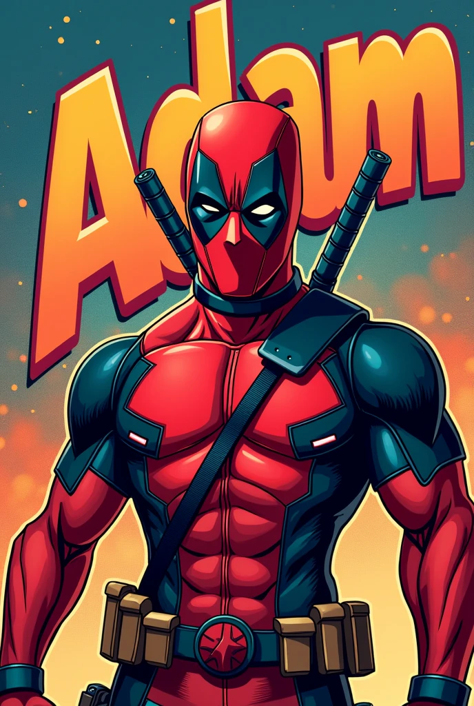 Animated Adam text
With Deadpool character