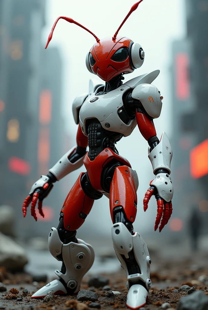 Red ant with white cyborg costume