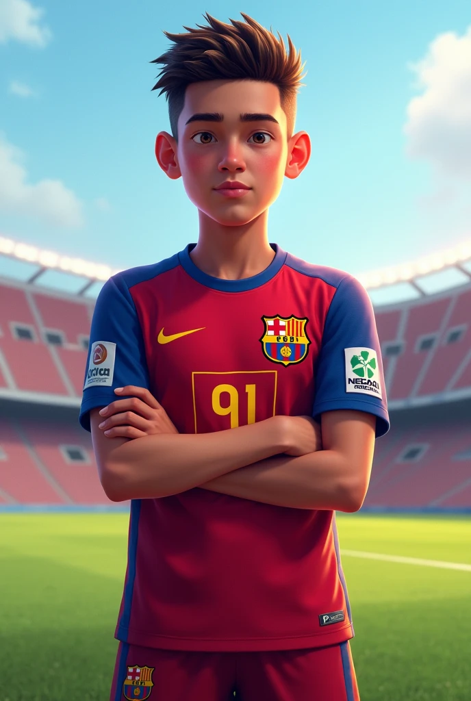 Created a player age bib 10 Barça footballer text called X ROI SALEH