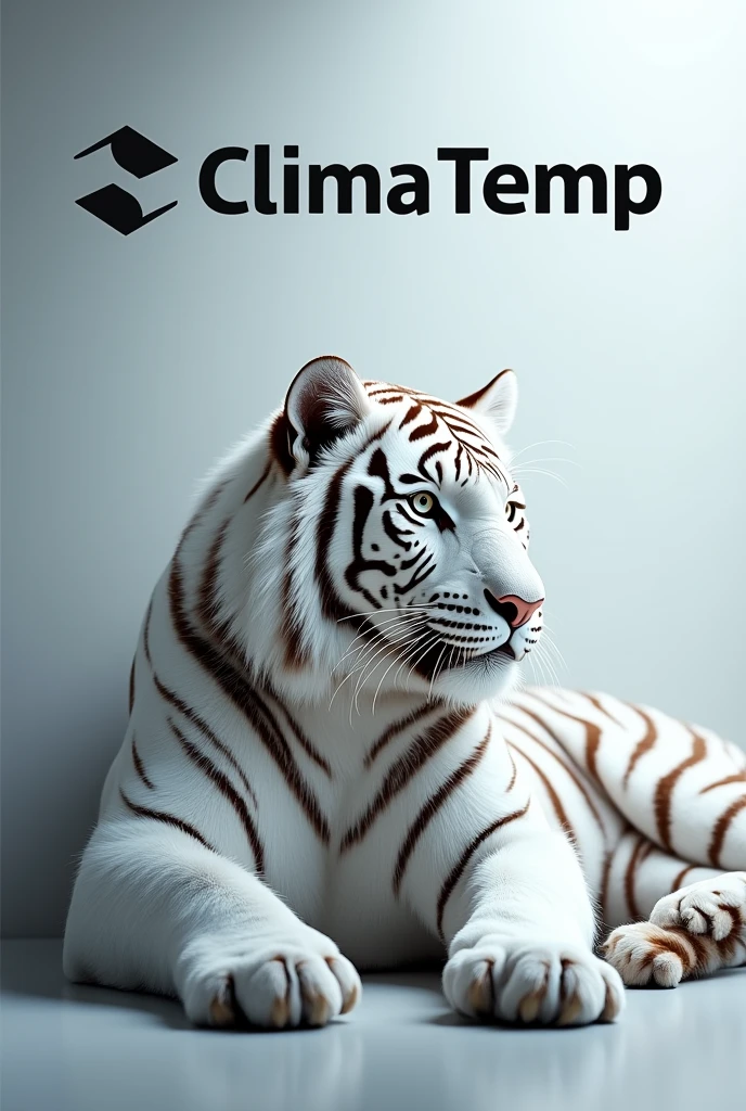 Advertisement for an air conditioning installation and maintenance company called Clima Temp.
no person in the image.
It could be some animal like the white tiger..
With a very innovative logo ween the name or next to the company name.
Advertisement with a modern look.
Company name and logo more prominently displayed.