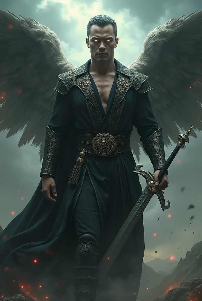 Humanized Lucifer with a sword