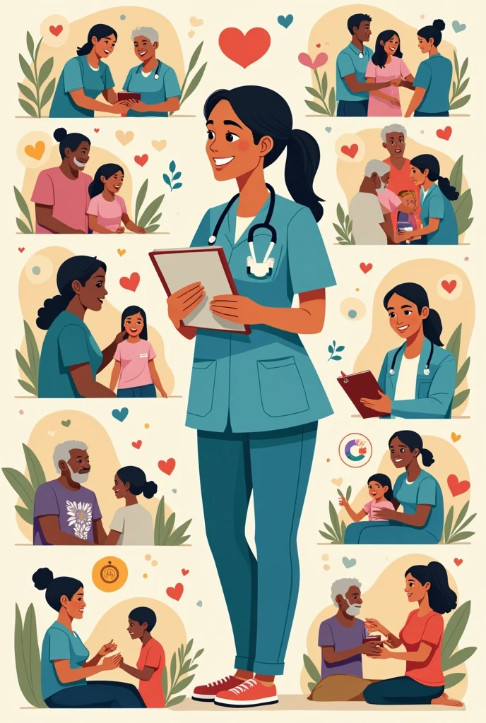 generate a poster of drawing about of roles and responsibilities of community health nurses