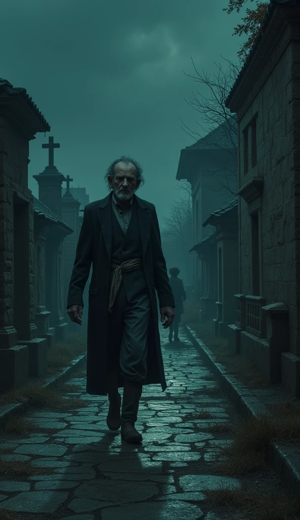 Reappearance of the blind man: At night, some villagers see the circuitous man again near the cemetery
