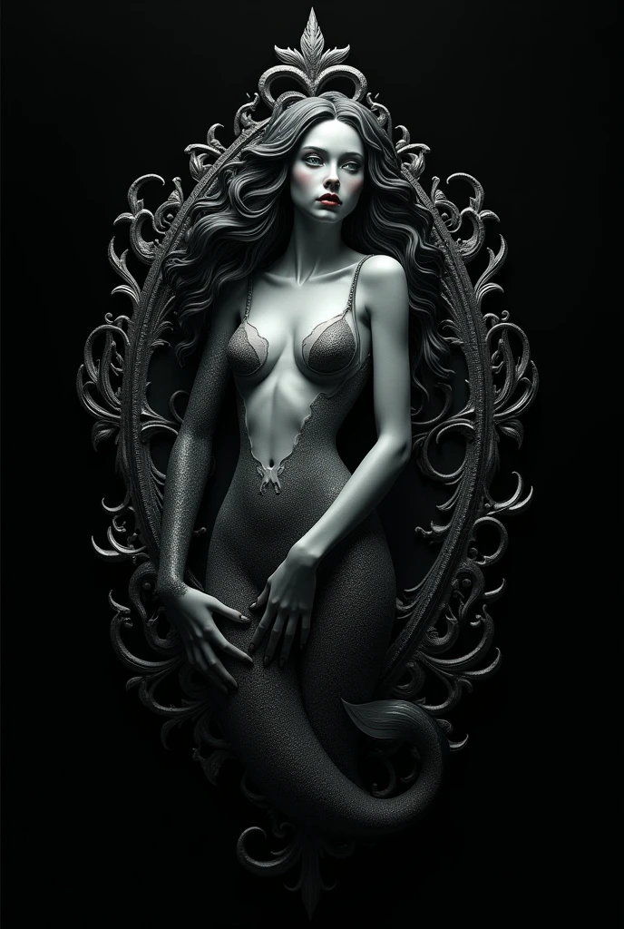 A brooch-like emblem with a mermaid filling the frame. And it's a black theme.
