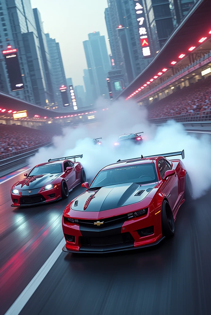 Red and black cars、Drifting、Tuai、