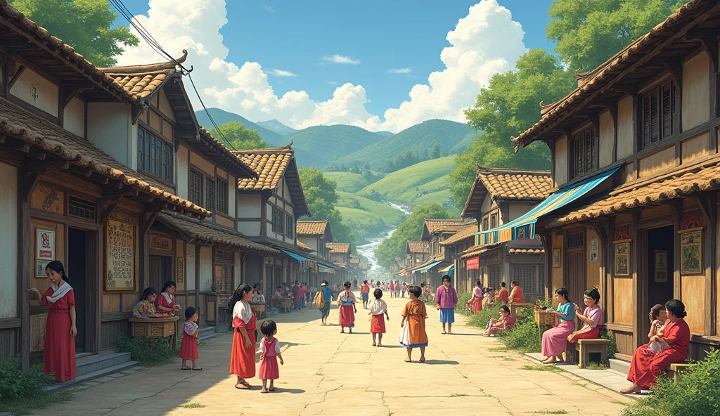 Village with villagers with people's