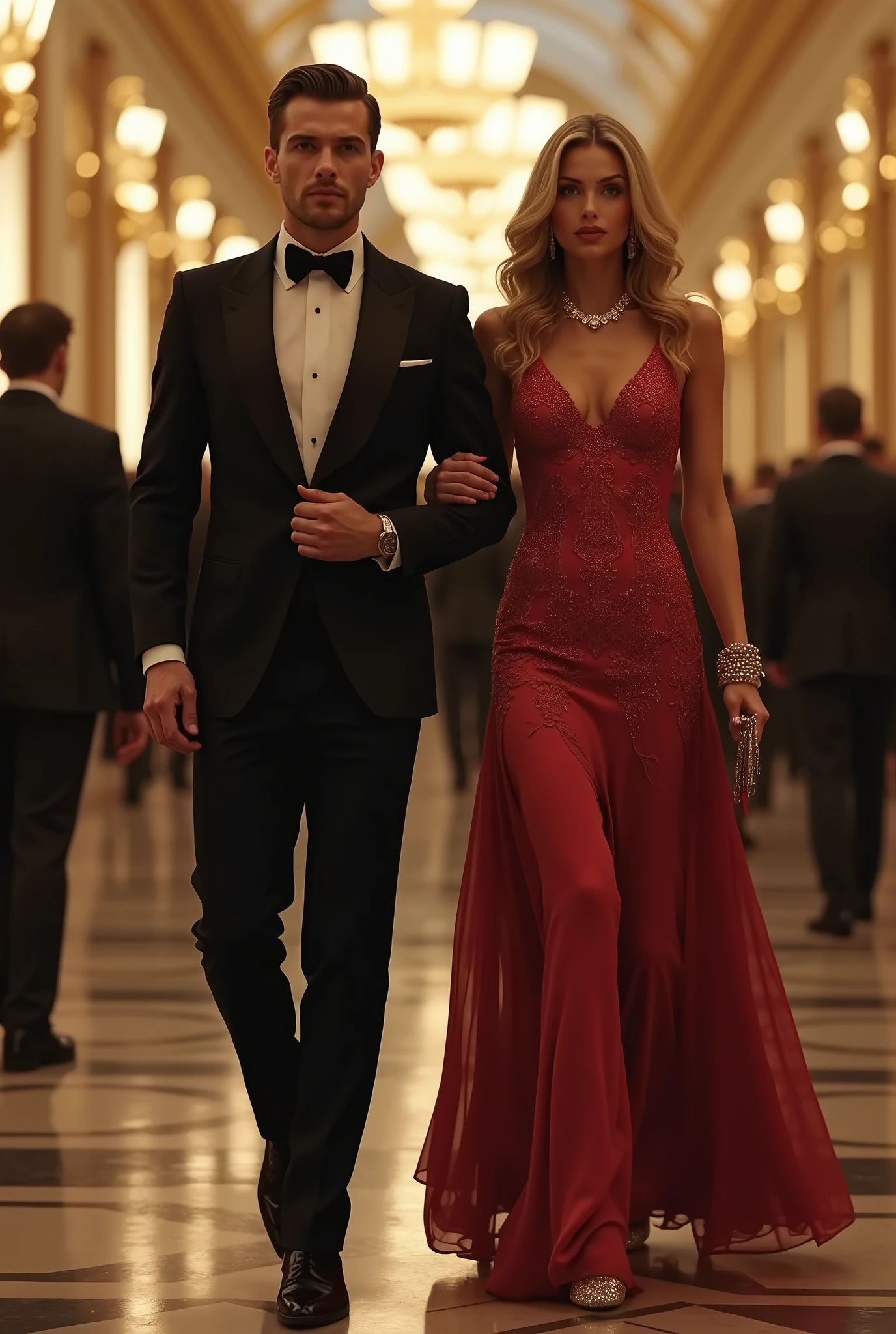 (1990s era:1.2), Russian oligarch, His companion, Walking together, Business meeting, Imposing leader, Well-dressed couple, (Tailored Italian suit for him:1.4), (Luxury designer clothing for her:1.5), (Moscow high society:1.3), (Dangerous allure:1.2), (Commanding presence:1.1), (Enticing dynamic:1.2), (Charismatic duo:1.3), (Alluring chemistry:1.4), Confident, (Radiating authority:1.2), (Seductive smile on her:1.3), Dominating, Intriguing, Intimidating, (Sultry appearance:1.4), Controlling, (Alluring silhouettes:1.2), (Dominant postures:1.3), (Attractive figures:1.4), (90s charm:1.1), (Opulent fashion:1.2), Elegance, Power, (High-fashion statement:1.1), (Model poses:1.2), Chic, Sophistication, (Fashion icons:1.1), (Timeless style:1.2), (Elegant attire:1.3), Iconic, Wealth, Vogue, Nostalgic, (Post-Soviet style:1.4), (Classic elegance:1.1), (Fashion-forward:1.2), Trendsetters, (Effortless style:1.4), (Timeless allure:1.1), (Chic elegance:1.2), Glamorous, Luxury