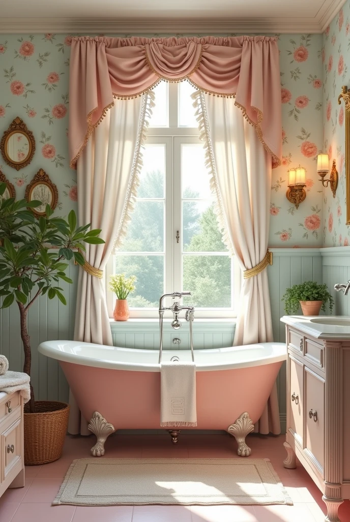 Make a classic bathroom with lovely decor and pastel tones 