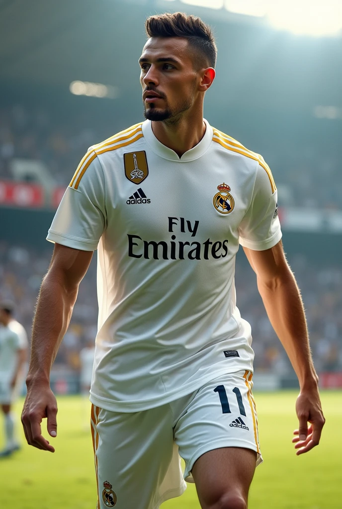 Created a player age 20 years old bib 18 footballer rail madrd text called PhasTRON