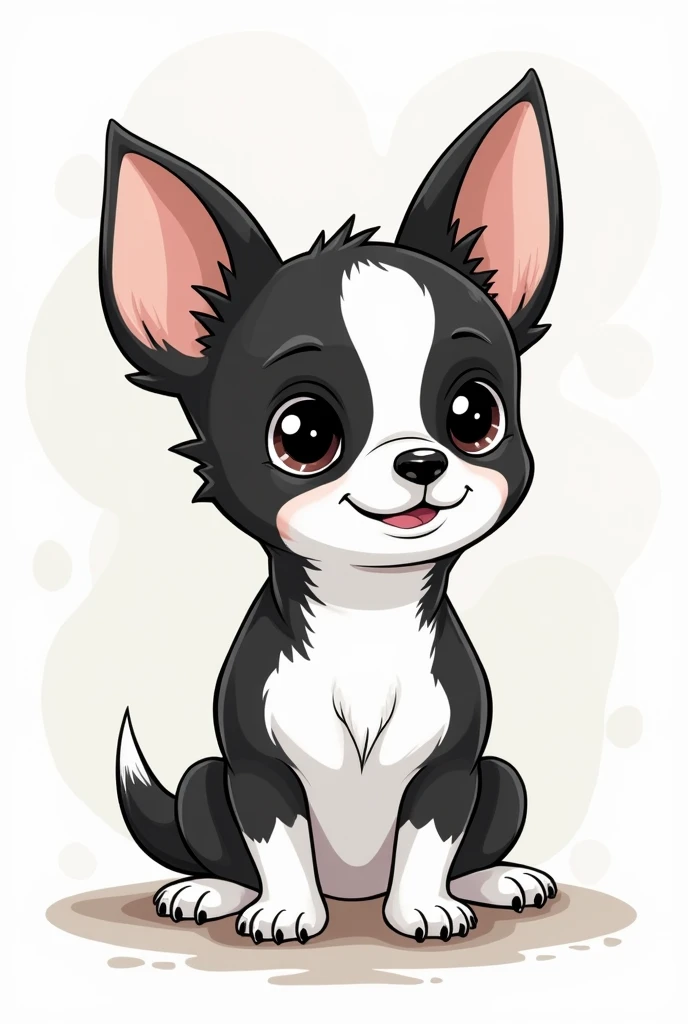 Black and white chihuahua cartoon style
