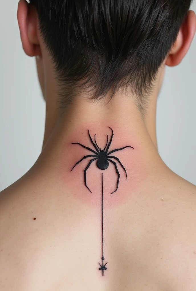 Spider tattoo on neck two-dimensional sketchy style for Man, minimalist