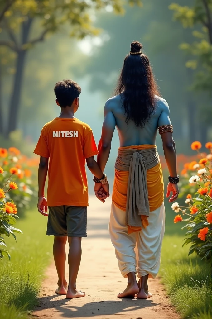 A boy hug lord shiva and his name is sushant print his name on his shirt