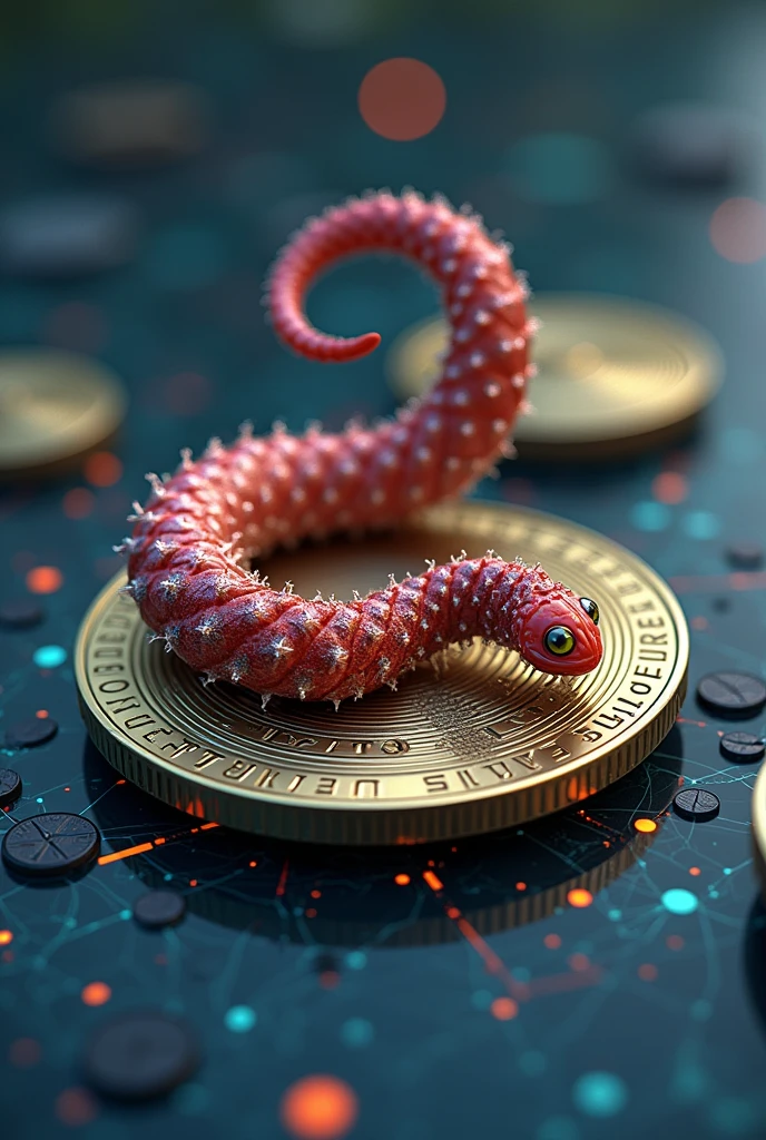 A worm printed on crypto currency with texted ' CRYPTO KEEDA '
