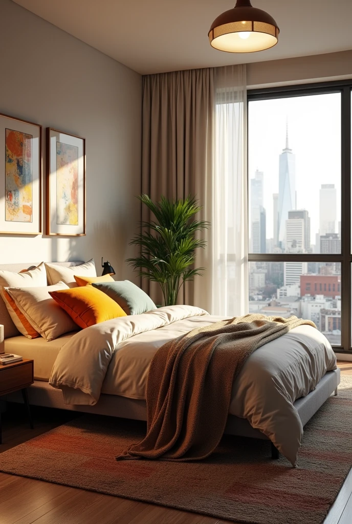 Make a realistic modern bedroom.