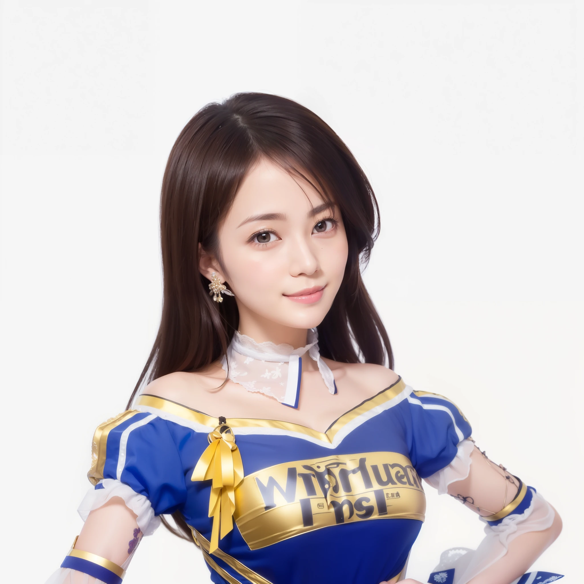 (high resolution:1.5), (masterpiece:1.5), very detailed, best quality, 8k, ((1 girl)), (Cute Japanese woman), cute 2 beauty, (medium breasts:1.5), detailed face, Beautiful and elegant face, cute face, (Round face:1.4), thin lips, natural bangs, arched eyebrows, well-groomed eyebrows, (big eyes with a good balance between the left and right sides), cute eyes, beautiful eyes, beautiful thin nose, beautiful face line, (beautiful skin), medium Hair, Brunette hair, black hair, (natural bangs), (looking at the camera with a Gentle smile), smooth skin, fair skin, (Beautiful breasts), (Slender body:1.5), ((Beautiful cleavage)), smile, (Round face:1.6),