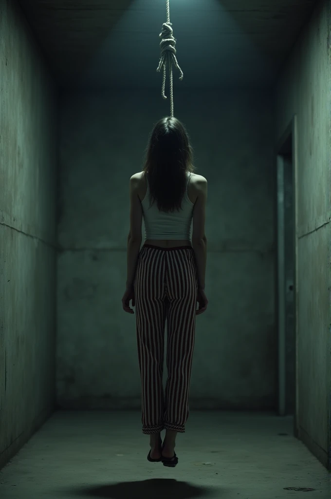 Girl in striped track pants hanged to death