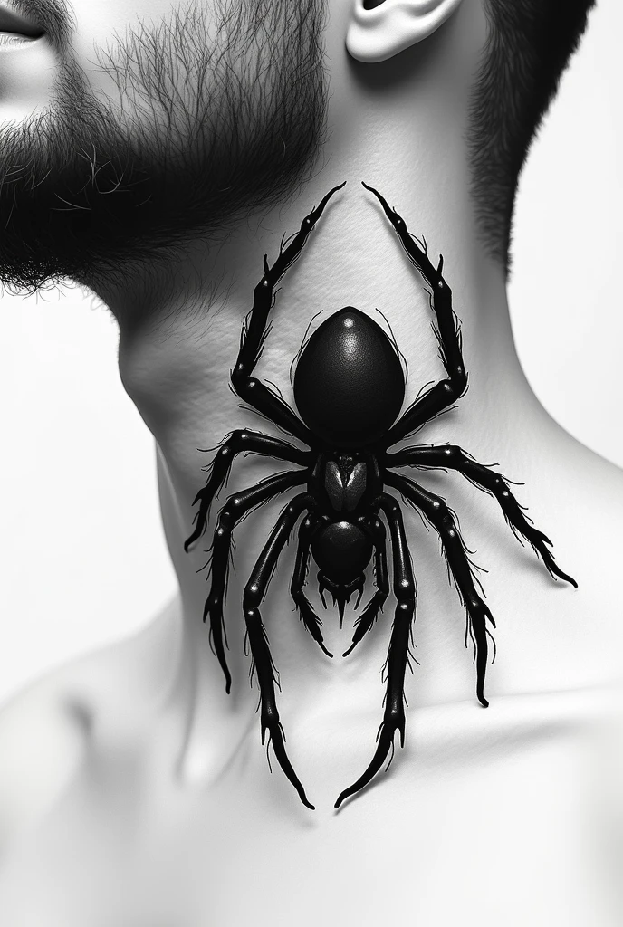 A Spider tatto for mans on neck in sketchy style