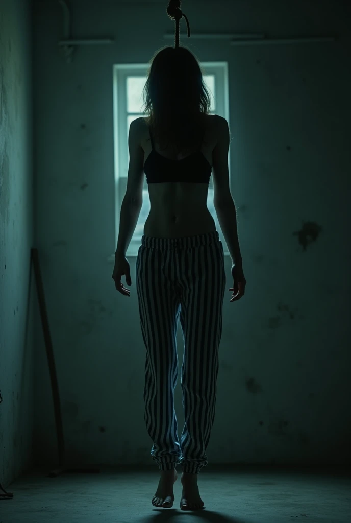 Girl in striped track pants hanged to death