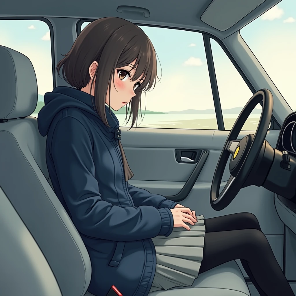 One Woman Car sex Big Butt Feeling face Inside the car at night Girls who love sex