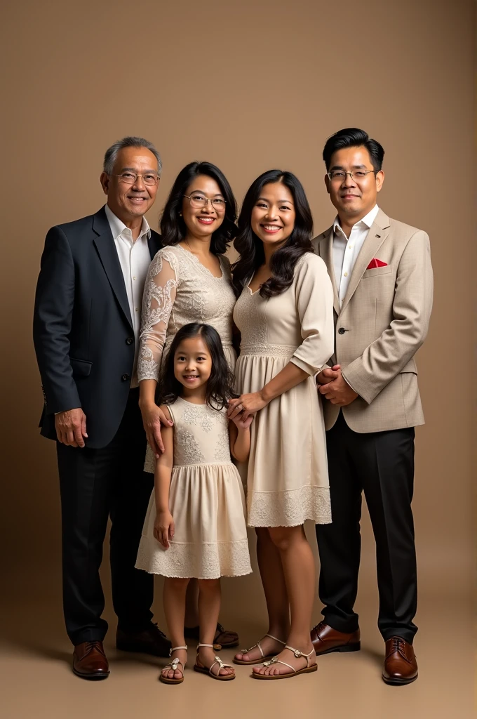 Family of six people with the surname Bautista Claveria behind them 