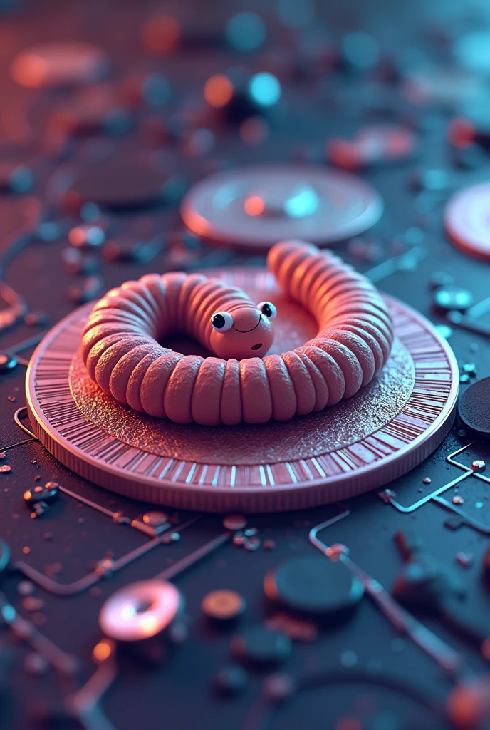 A worm printed on crypto currency with texted 'CRYPTO KEEDA'
