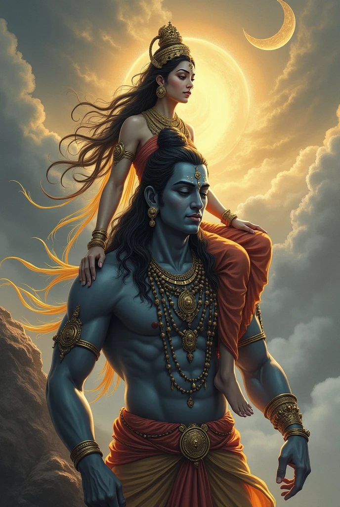 Parvati is coming on Shiva's shoulder