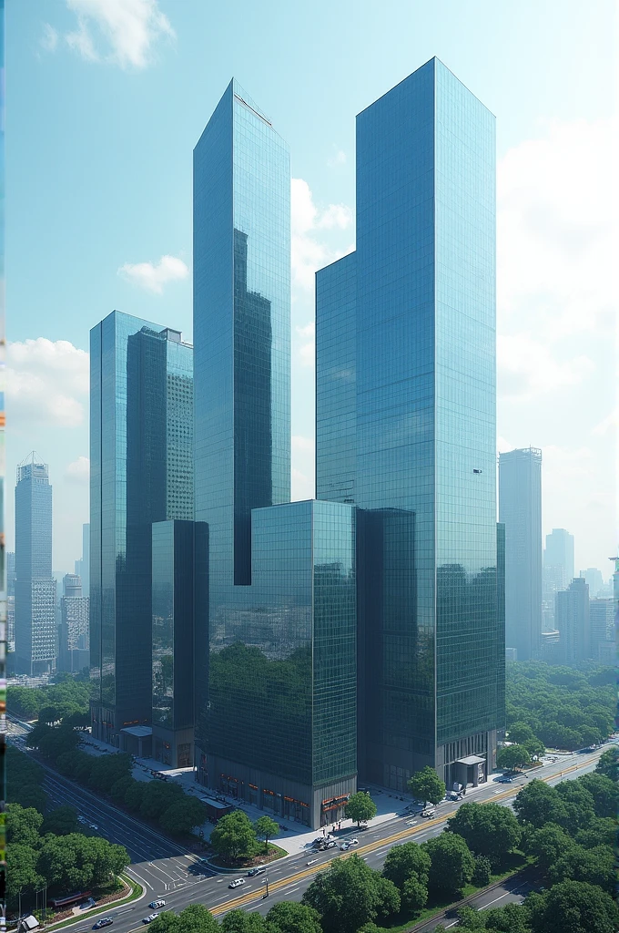 Several glass buildings