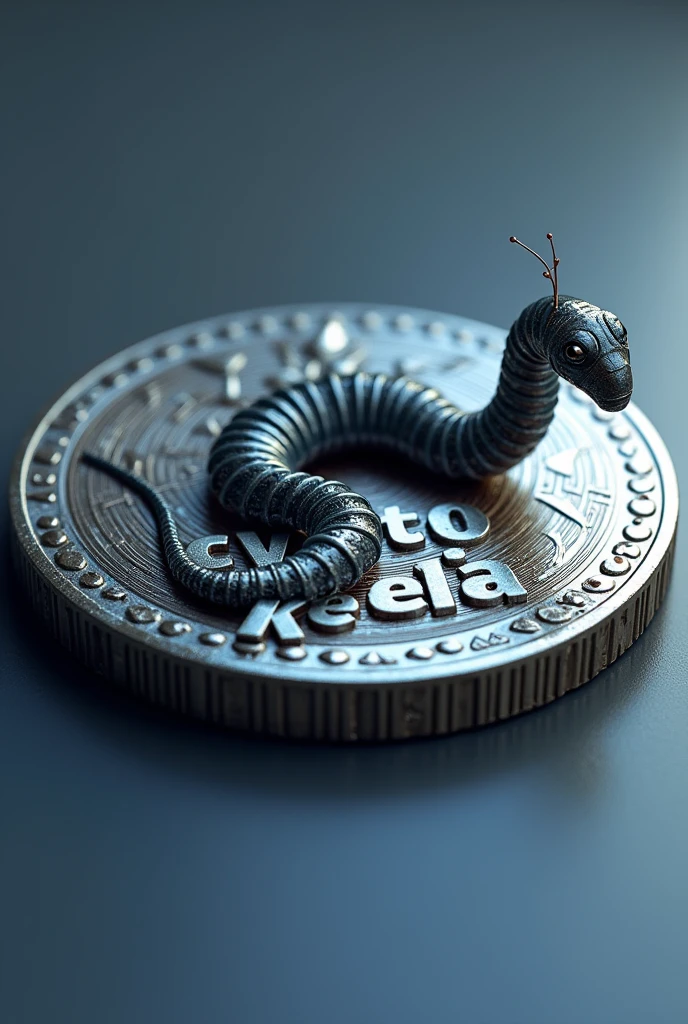 A worm printed on crypto currency texted with 'CRYPTO KEEDA'