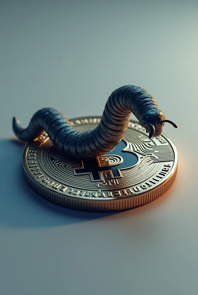 A worm printed on crypto currency texted with 'CRYPTO KEEDA'