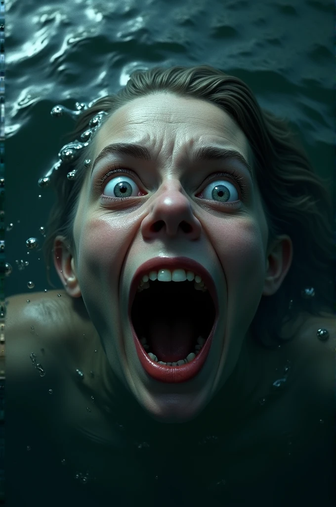 A scared face in water