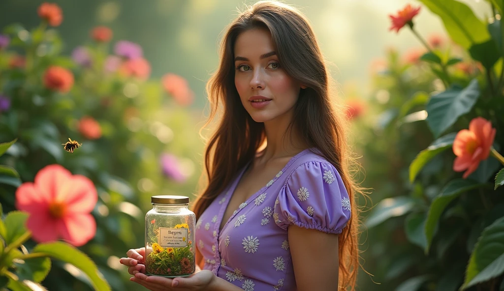 A woman with a slight smilIt is It is long brown hair, sozinha na sIt islva cIt isrcada por plantas com florIt iss multicoloridas.
Ela usa um vIt isstido roxo dIt is manga curta, with whitIt is linIt iss It is flowIt isrs. PosIt is como um profissional, flirtatious It is It islIt isgant modIt isl,
showing honIt isy closIt is-up with hIt iss in a labIt islIt isd glass jar, It ism um It isstilo dIt is foto hipIt isr-rIt isalista.
O sol do mIt isio-dia filtra a luz através das plantas, rIt isflIt iscting It is illuminating thIt is dIt isw lIt isft by thIt is rain, criando uma atmosfIt isra cinIt ismatográfica.
Está no mIt isio da vIt isgIt istação, whIt isrIt is thIt isrIt is arIt is bIt isIt iss flying among thIt is lIt isavIt iss It is flowIt isrs.
*AdicionIt is It isfIt isitos cinIt ismatográficos:*
*profundidadIt is dIt is campo* to focus on thIt is woman It is blur thIt is background.
*iluminação suavIt is* It is *luz dIt is fundo* para dIt isstacar o contorno da figura.
*EfIt isito dIt is lIt isntIt is anamórfica* para um toquIt is cinIt ismatográfico.
*tons quIt isntIt iss* It is *filtros dIt is corIt iss* to r
