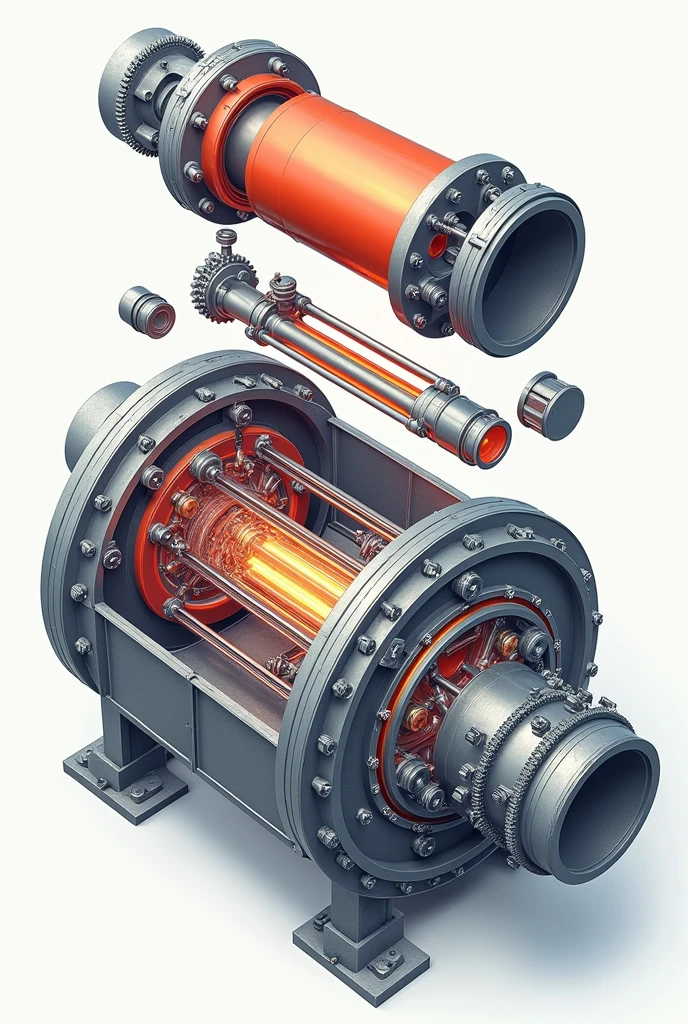 Exploded view of a fire tube boiler economizer