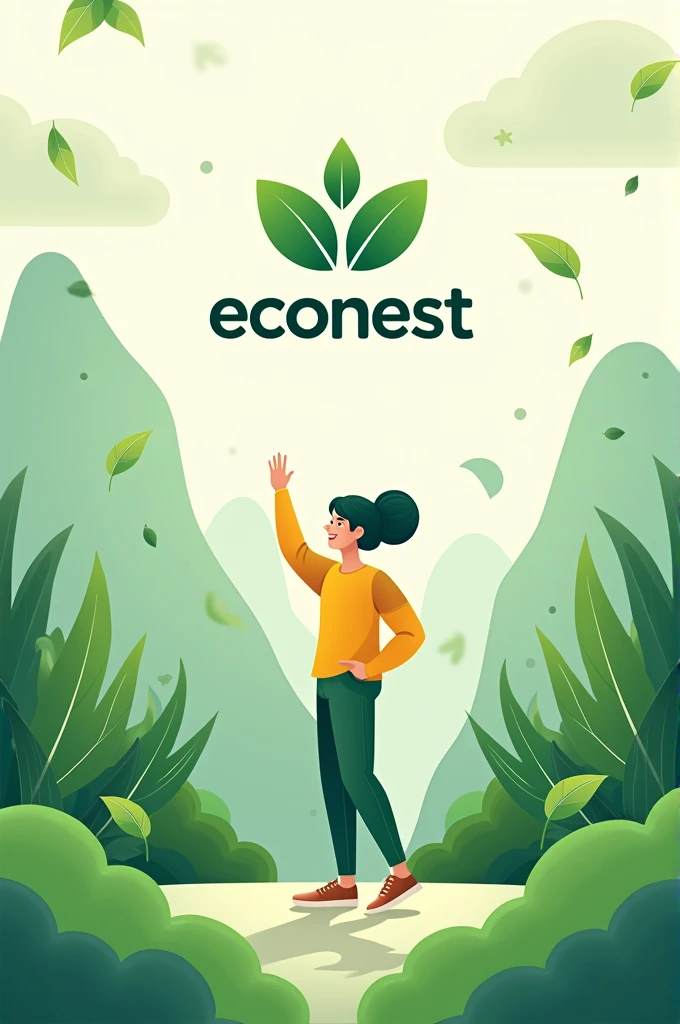 Create a poster of white and green theme which introduce econest a environment and sustainable startup