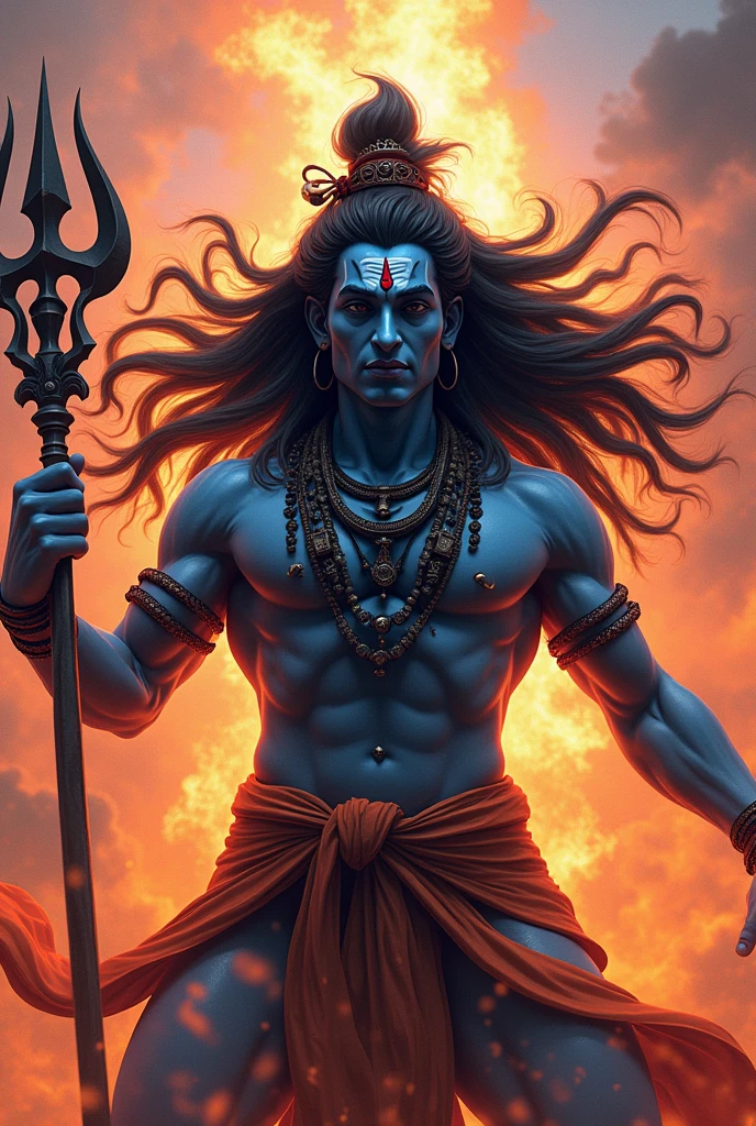 Put Adam animated text in background of aggressive god shiva
