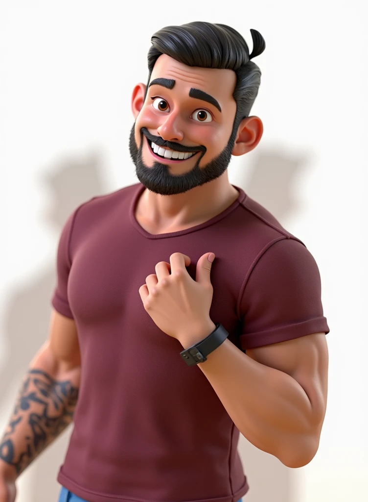 Cartoon character of a white man, black eyes and blue shirt, animation character, stylized character, animation style rendering, 3d stylized, Arnold Maya rendering, Stylized 3D rendering, toon render screenshot, 3d character, 3d character, Stylized 3D rendering, 3D character rendering, cartoon character, Personagem de close up, character posing, (Pixar-style) (master part:1.2) (bokeh) (best qualityer) (skin detailed) (detailed texture) (8k) (Argilla) (cinematic lighting) (sharp focus