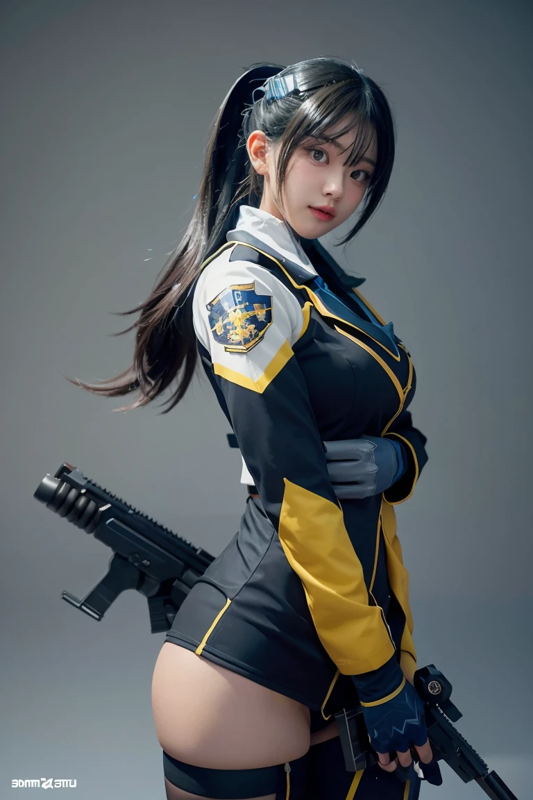 a close up of a person with a gun in a uniform, from overwatch, expert high detail concept art, shirow masamune, overwatch character concept art, echo from overwatch, ana from overwatch, as an overwatch character, sigma from overwatch, overwatch style, overwatch design, cushart kenz, by Krenz Cushart, overwatch inspired, official character art